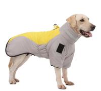 RUYICZB Manteau pour Chien par Temps Froid, Manteaux d'hiver Imperméable Et Réfléchissant pour Chiens, Veste d'hiver pour Chiens Moyens Et Grands avec Harnais Vêtements pour Chiens,Jaune,XL