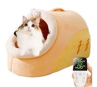 RUYICZB Niche pour Chat Interieur, Panier Chat avec Coussin Chauffant, Lit pour Chat Grotte De Chat Maison, Lit pour Chats Confortable Et Moderne avec Coussin Lavable,Crab,L