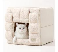RUYICZB Panier D'éveil pour Chat, 2-in-1 Lit Pliable pour Chat Chien, Canapé Et Grotte Lit De Refuge Chaud pour Chat D'intérieur, Petit Chien, Chiot, Animal De Compagnie