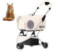 RUYICZB Poussette de Jogging pour Chat et Chien de Petite et Moyenne Taille, Poussette Pliable pour Chien avec Panier de Rangement et Roues verrouillables,Beige