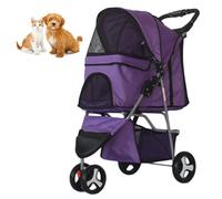 RUYICZB Poussette de Transport Pliable de Voyage, Poussette Cage pour Chat et Chien avec Maille Respirante et Visible, Poussette légère pour Animaux de Compagnie,Violet