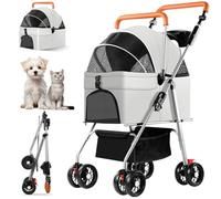 RUYICZB Poussette Multifonctionnelle 3 en 1 pour Animaux De Compagnie avec Panier De Voyage Amovible, Poussette Légère Et Pliable pour Chiots Et Chats De Petite Taille Et Moyenne