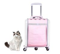 RUYICZB Sac à Dos de Transport pour Animaux de Compagnie à roulettes, Sac à Dos Confortable pour Chat avec roulettes et fenêtres de Ventilation en Maille,Rose