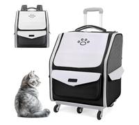 RUYICZB Sac à Dos de Transport pour Animaux de Compagnie à roulettes, Sac de Transport à roulettes pour Animaux de Compagnie avec fenêtres de Ventilation en Maille,Noir