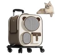 RUYICZB Sac à Dos de Transport pour Animaux de Compagnie avec roulettes, Sac à Dos de Transport Amovible pour Chat et Chien avec Roues universelles et Maille Respirante