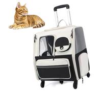 RUYICZB Sac à Dos de Transport pour Animaux de Compagnie avec roulettes, Sac de Transport à roulettes pour Chat avec Maille Respirante et poignée télescopique,Noir