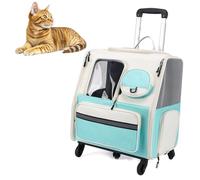 RUYICZB Sac à Dos de Transport pour Animaux de Compagnie avec roulettes, Sac de Transport à roulettes pour Chat avec Maille Respirante et poignée télescopique,Vert