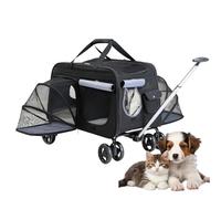 RUYICZB Sac de Transport Double pour Chat avec Roues, Sac de Transport Double Extensible pour Chat avec Roues, Sac de Transport pour Animaux de Compagnie à roulettes,Noir