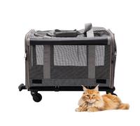 RUYICZB Sac de Transport pour Animaux de Compagnie avec roulettes, Sac de Transport pour Chat avec Maille Respirante à parois Souples,Gris