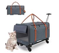 RUYICZB Sac de Transport pour Chat avec Roues, Sac de Transport pour Animaux de Compagnie avec Roues améliorées et poignée télescopique, Sacs de Transport pour Chiens,Dark Grey