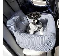 RUYICZB Siège Auto pour Chien, Panier Chien Voiture pour Chiens De Petite Et Moyenne Taille avec Ceinture De Sécurité Et Coussin Épais Siège De Voiture Amovible Et Lavable Lit De Voyage,Stripe,M