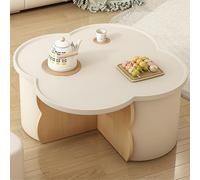 RUYICZB Table basse en forme de fleur, table basse en bois avec quatre tabourets en cuir, tables d'appoint avec bord surélevé, tables d'appoint en forme de fleur