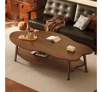 RUYICZB Table Basse Industrielle À 2 Niveaux avec Étagère De Rangement, Table Centrale Moderne du Milieu du Siècle pour Salon, Table Basse en Bois en Forme De Nuage pour Salon,Black Walnut,B