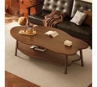 RUYICZB Table Basse Industrielle À 2 Niveaux avec Étagère De Rangement, Table Centrale Moderne du Milieu du Siècle pour Salon, Table Basse en Bois en Forme De Nuage pour Salon,Black Walnut,C