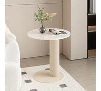 RUYICZB Table D'appoint À Colonne Romaine, Table D'appoint en Forme De C, Tables D'appoint Rondes Blanches, Tables D'appoint Modernes pour Salon, Chambre, Canapé,Snow Mountain White,M