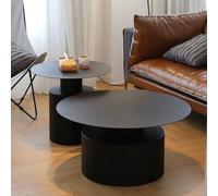 RUYICZB Table D'appoint pour Salon, Table Basse Noire Moderne, Tables Basses Rondes, Tables D'appoint pour Canapés, Chambre, Bureau, Salle À Manger,Noir,2in1