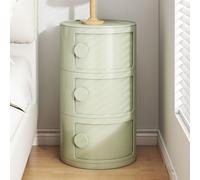 RUYICZB Table D'appoint Ronde avec Étagères De Rangement À 3 Niveaux, Tables De Chevet avec Tiroirs, Table D'appoint À Portes Coulissantes pour Chambre À Coucher, Salon, Cuisine,Vert,L