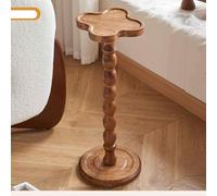 RUYICZB Table De Bar À Cocktail Ronde, Tables À Boissons pour Petits Espaces, Tables D'appoint Rondes en Bois, Table Haute pour Plantes D'intérieur,Walnut Four Leaf Clover Shaped