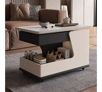 RUYICZB Tables D'appoint De Canapé Rotatives À 360°, Table D'appoint Mobile, Panier De Rangement pour Salon, Chariot en Bois Massif avec roulettes pour Chambre À Coucher, Bureau,Blanc