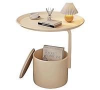 RUYICZB Tables D'appoint De Style Moderne, Table D'appoint Ronde avec Panier De Rangement, Petites Tables D'appoint pour Salon, Canapé, Chambre, Petits Espaces, Buanderie,Blanc