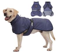 RUYICZB Veste d'hiver pour Chien, Manteau Chaud pour Chien Vêtements pour Chiens Ajustables Gilet Réfléchissant pour Animaux avec Anneau en D pour Chiens Moyens Grands Extérieur,Bleu,5XL