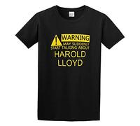 ruyin Warning May Start Talking About Harold Lloyd Funny Cotton Shirt Men's T Shirt Black XXL