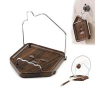 ruyxihom Porte couvercle cuisine avec repose cuillère, Range couvercle casserole multifonction en aspect noyer, Support pliant en acier inoxydable pour montage mural avec base antidérapante