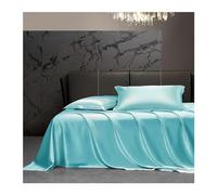 RUZGAR Drap Plat en Soie Lavée 170x230cm 230x250cm Drap de Dessus Luxueux et Rafraîchissant Draps de lit 2 Personnes Ultra Doux de Qualité Supérieure (Color : Blue B, Size : 230x250cm+48x74cm x2)