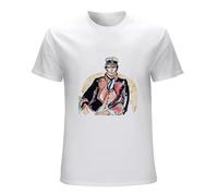 RUZHI RARE Farewell Kego T Shirt Men Funny T-Shirt Captain Corto Maltese Graphic T-Shirt White M