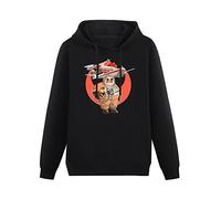 RUZHI RARE Men's Japan Porco Rosso Design Pig Cartoon Printed Pullover Hoodies Long Sleeve Sweatshirts L