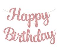 Ruzister Bannière d'anniversaire italique scintillante en or rose à faire soi-même, décoration de fête d'anniversaire pour filles, décorations pour femmes