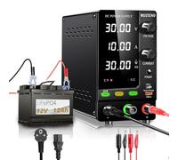 RUZIZAO Alimentation de Laboratoire 30V 10A, 300W Encodeur et Affichage LED à 4 Chiffres Alimentation Stabilisée Réglable pour Chargement de Batterie 1V~25V Interrupteur de Sortie Détection de Charge