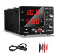 RUZIZAO Alimentation de Laboratoire 30V 5A, Alimentation Stabilisée Réglable avec Encodeur de Précision d'Alimentation Laboratoire Portable avec Affichage LED à 3 Chiffres Mini d'Alimentation Réglable