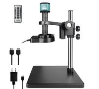 RUZIZAO Microscope Numérique 4K HDMI Type-C Camera Microscope avec Objectif 300X, Annulaire Lumière LED et Grande Base Métallique pour Réparation/Observation/Souder/Recherche, Compatible avec PC/TV
