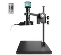 RUZIZAO Microscope Numérique 4K HDMI Type-C Camera Microscope avec Objectif Zoom 150X, Annulaire Lumière LED et Grande Base Métallique pour Réparation Électronique/Observation/Souder/Recherche/Bijoux