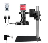 RUZIZAO Microscope Numérique HDMI 1080P VGA Caméra Microscope avec Objectif Zoom 130X, Annulaire Lumière LED et Base Métallique pour Observation des Pièces de Monnaie/Soudure/Réparation Électronique