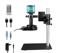 RUZIZAO Microscope Numérique HDMI, 48MP 4K 1080P Microscope USB avec Caméra, Objectif Zoom 150X, Annulaire Lumière LED et Base Métallique pour Electronique Soudure/Observation, Compatible PC/TV