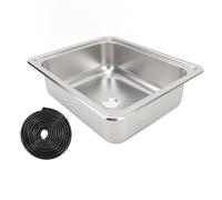 RV 304 Évier en acier inoxydable Polishing carré Évier de lavabo à main avec une prise d'égout de 40 mm pour les campeurs de caravanes en bateau