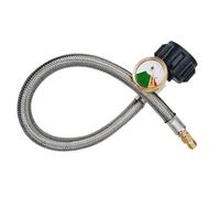 RV Gas Hose with Gauge, 15-Inch Replacement Propane Hose with Real-Time Pressure Display, Cookware Accessory for Mobile Homes, Campers, Weekend Getaways, and Travel Use