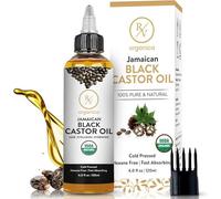 RV Organica Huile de castor noire Jamaican Black Castor Oil 120 ml - Naturelle, pressée à froid, pour cheveux, peau et barbe - 4,05 fl oz.
