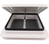 RV -Ventilation de toit 13.39x13.39in blanc camping-car couvercle de ventilation de plafond avec écran et tige de support pour remorque caravane véhicule de camping