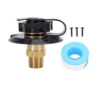 RV Water Inlet Flange with Check Valve | 3 Inch Universal Fit for City Water Supply | Brass Thread & ABS Cover for Trailers/Boats/Recreational Vehicles | Sealing Tape & Screws (Black)