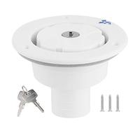 RV Water Tank Fill Port with Lock & Key | 75 Degree Inlet Helps Avoid Spills/Leaks | Food Grade PP for Camping Car/Trailer/Yacht (Blanche)