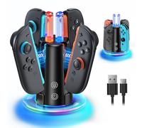 RVB Station de Charge 4-en-1 pour Switch 2/1/OLED pour Joycon 2/1 | FYOUNG Chargeur Dock Compact avec LED RVB & Indicateurs de Charge, Support de Recharge pour Joycon 2 & 1