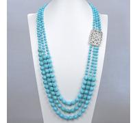 RVBLRDSE 28''-32'' Faceted Round Blue Sweater chain Long Necklace Ethnical For Women Lady Jewelry