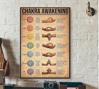 RVBLRDSE Antique Style Chakra Art: Awakening Yoga Poster with Sacred Geometry for Deep Meditation, Vintage Inspired Wall Decor(Framed,12x18inch(30x45cm))