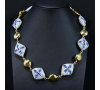 RVBLRDSE Blue Red Crystal Rhinstone Paved Gold Plated Edge Brushed Beads Connector Statement Chokers Necklace Lady Jewelry