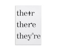 RVBLRDSE Grammar Police Funny Sign, Their There They're Correct Usage Humor, Linguistic Quote Wall-Art for English Teachers, Students & Word Nerds(Unframed,16x24inch(40x60cm))