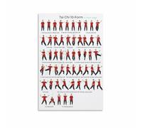 RVBLRDSE Zen Tai Chi 10 Steps Canvas Print - Soothing Martial Arts with Flow Chart for Beginners, Minimalist Wall-Art for Bedroom, Study and Yoga Studio Relaxation(Unframed,16x24inch(40x60cm))