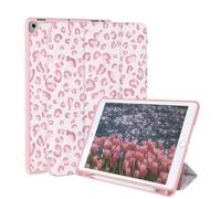 Rvciby Coque pour iPad 9/8/7 génération 2021/2020/2019,Et Air 3 2019/Pro 10.5 2017.10.2&10.5 Pouces Étui avec Pen Holder/Support Trifold,Fonction de réveil Automatique du Sommeil,Motif Rose Léopard